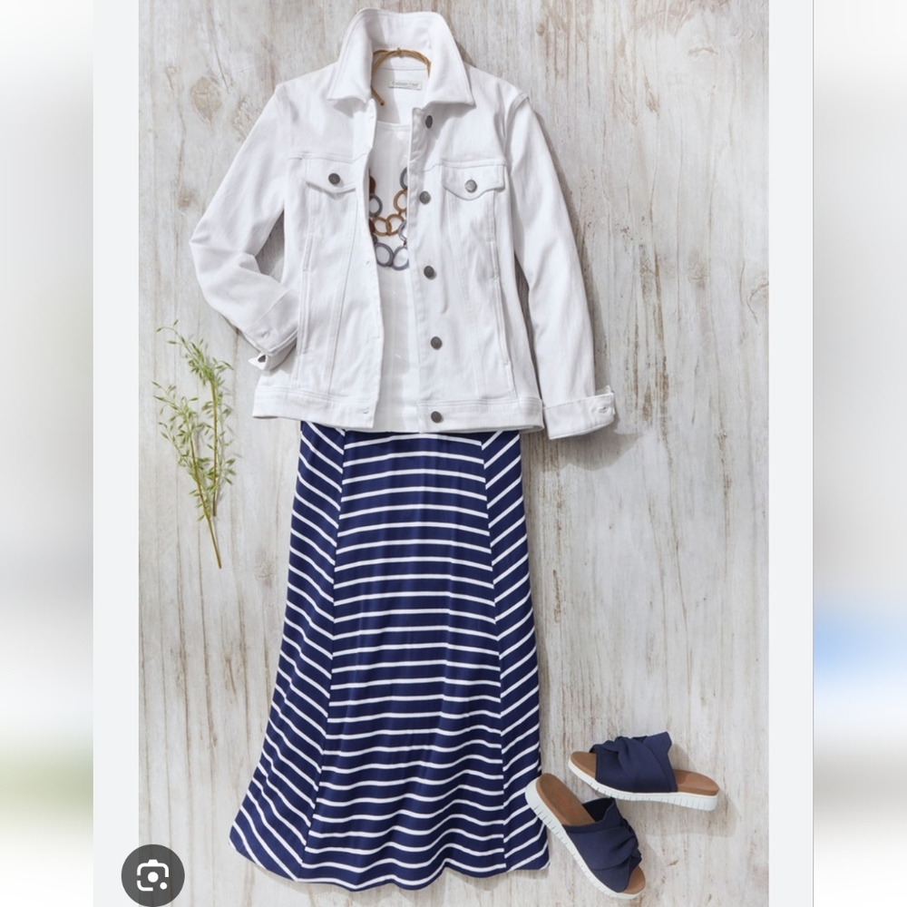 Blue & Black XL Striped Maxi Skirt - Picture 1 of 5